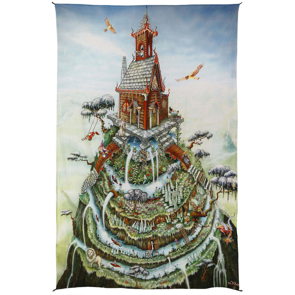 Mountain House Heady Art Print Tapestry by Sunshine Joy